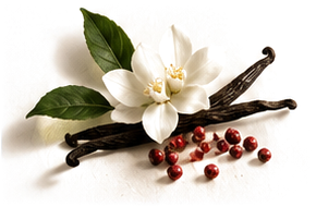 Fiore bianco, vaniglia e pepe rosa